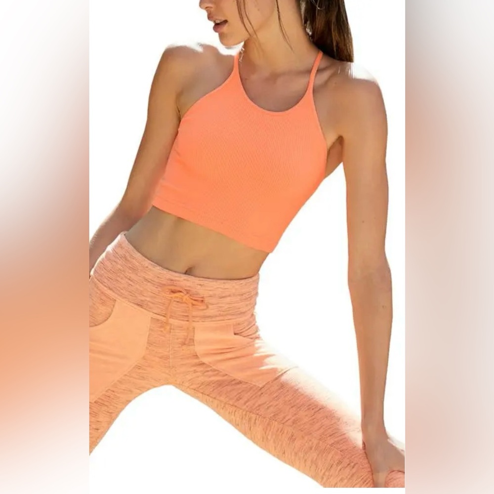 NWT Free People Movement Crop Run Tank in Peach Horizon Size Medium/Large